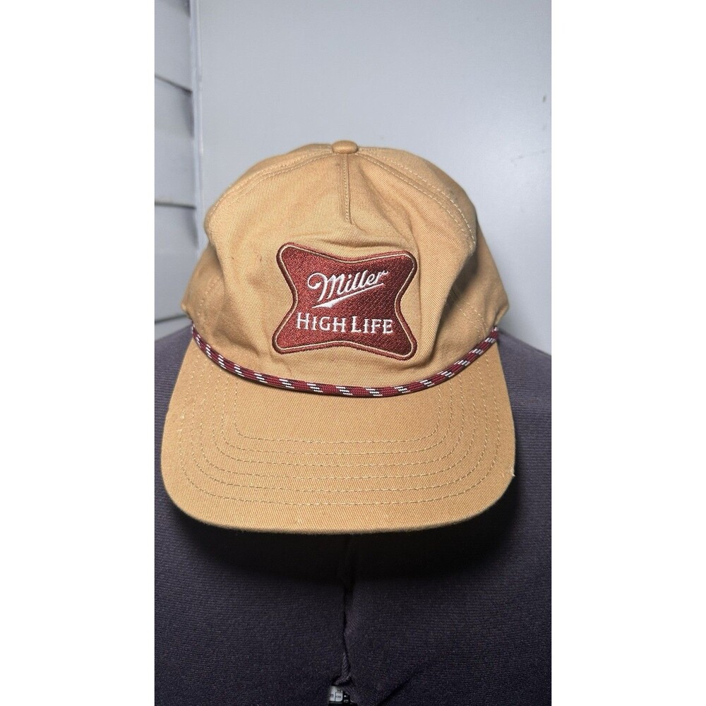 Miller High Life Tan Adjustable Snapback Hat Cap Breweriana Theme